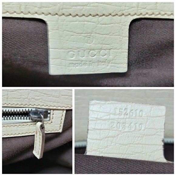 Gucci Jackie GG Supreme Canvas Ivory Leather Large Tote Computer Hand Bag Auth - Picture 12 of 12